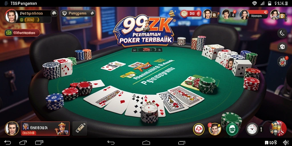Screenshot gameplay 99ZK menampilkan aksi Poker yang menegangkan.