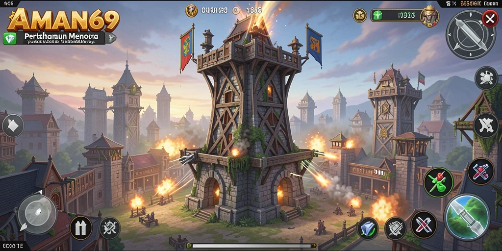 Tampilan gameplay AMAN69 dengan strategi Tower Defense yang seru.