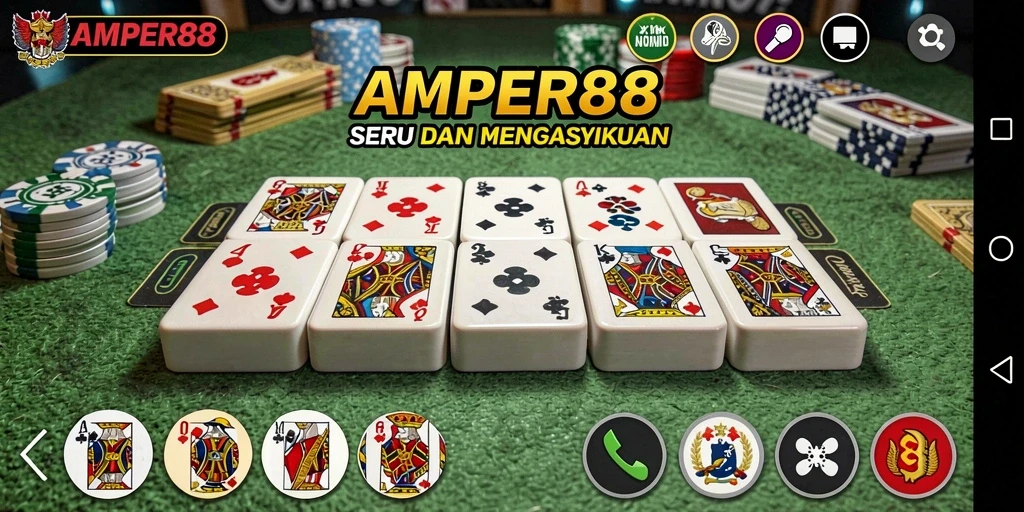 Tampilan gameplay seru dari AMPER88 saat pemain bermain Domino.