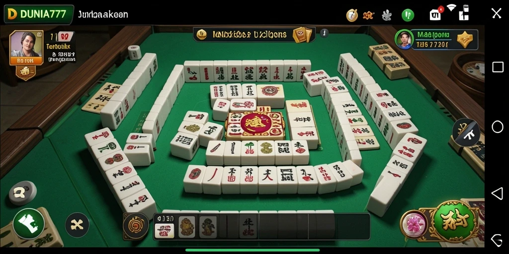 Screenshot gameplay DUNIA777 menampilkan suasana Mahjong yang menyenangkan dan interaktif.