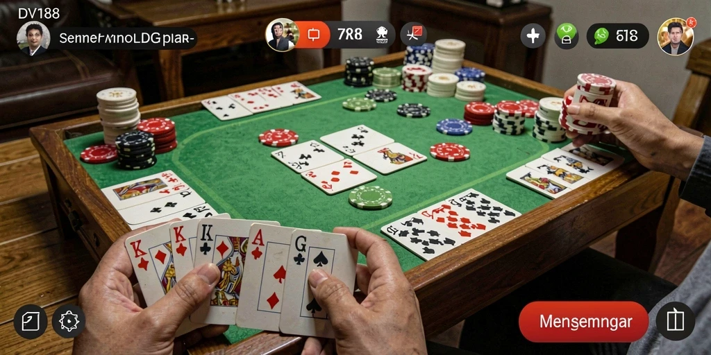 Gameplay seru DV188 yang menampilkan kartu Gaple klasik.