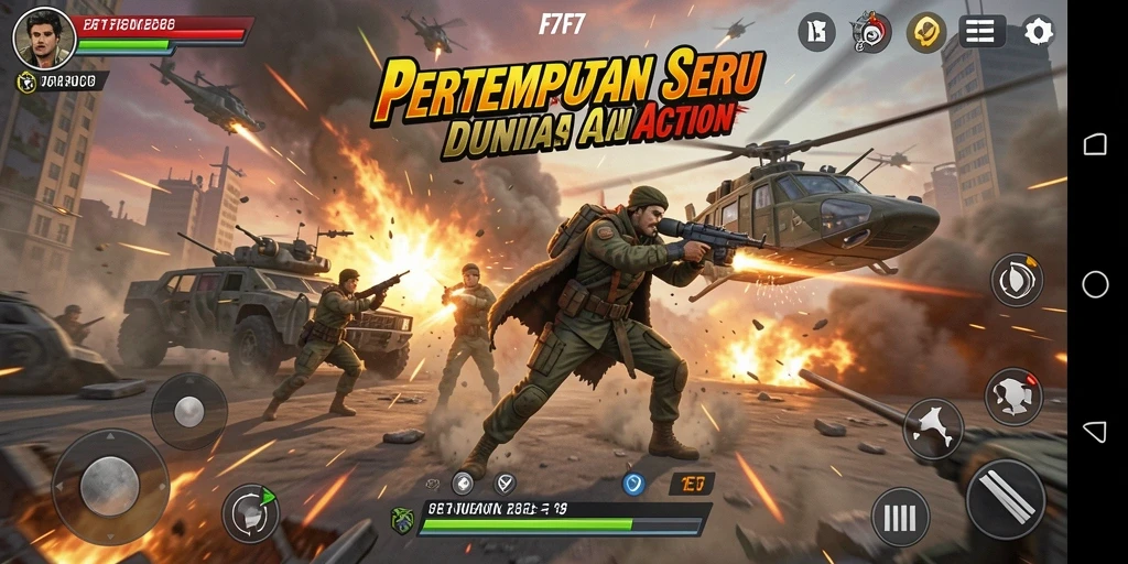 Tangkapan layar F7F7 menampilkan aksi pertempuran yang intens.