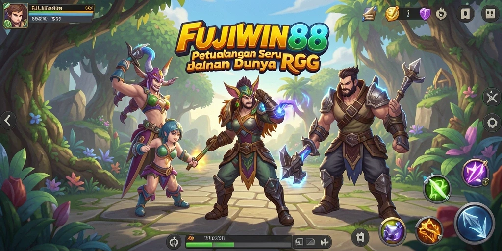 Tangkapan layar FUJIWIN88 menampilkan aksi seru dalam pertarungan RPG.