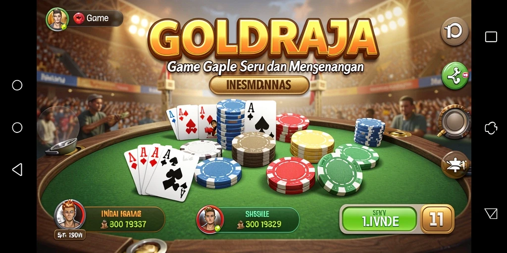 Screenshot gameplay GOLDRAJA menunjukkan momen seru permainan Gaple.