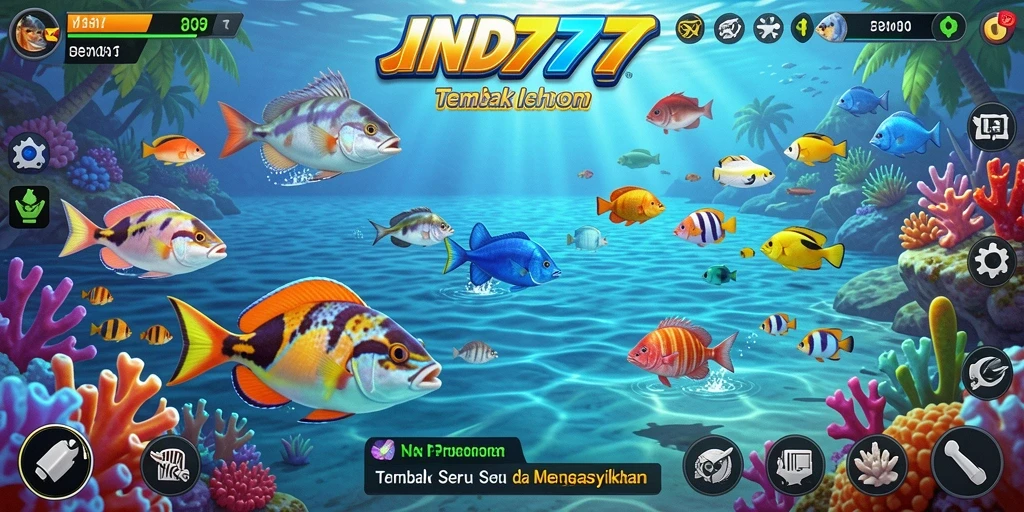 Tampilan gameplay dari IND777 dengan aksi menembak ikan yang mendebarkan.