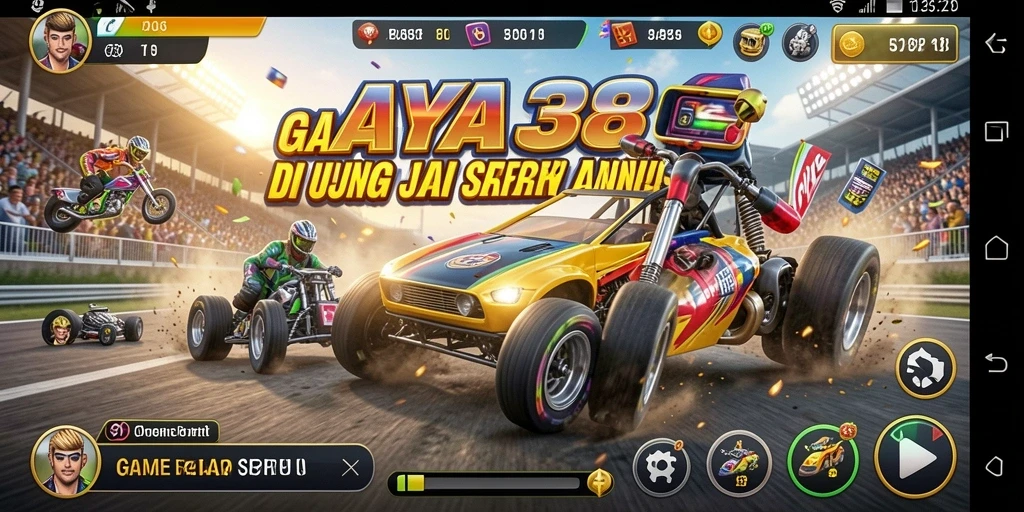 Tampilan gameplay JAYA388 yang mendebarkan dengan mobil balap yang berkecepatan tinggi.