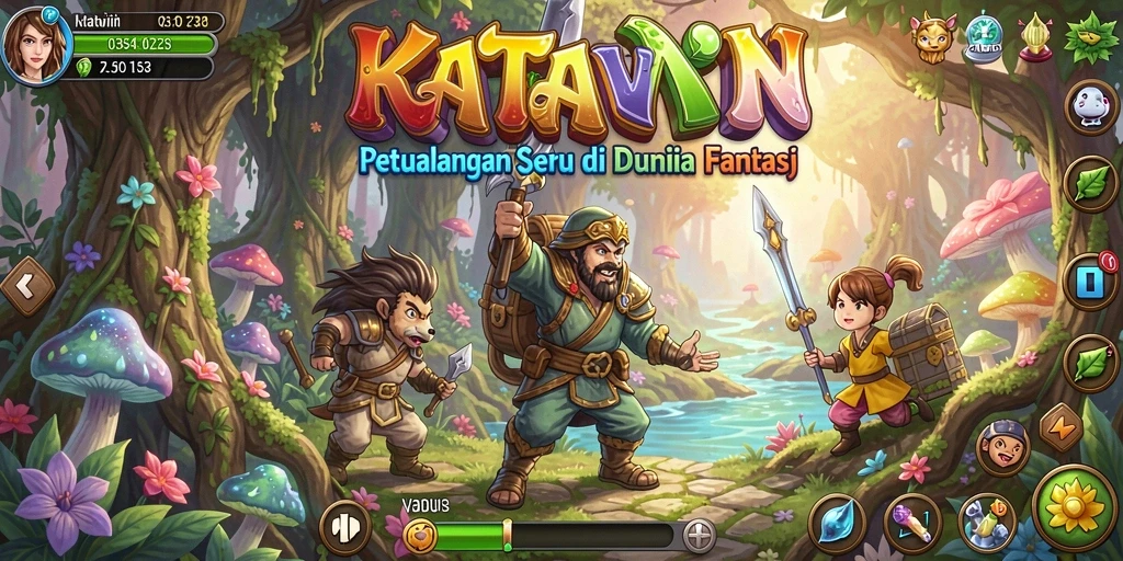 Tampilan gameplay KATAWIN menampilkan aksi dan petualangan seru.