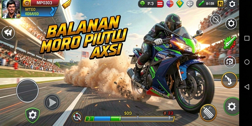 Screenshot gameplay <strong>MPO303</strong> menampilkan aksi balapan motor yang mendebarkan.