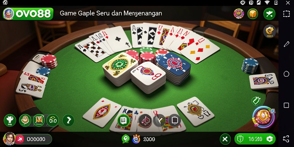 Tampilan gameplay seru dari OVO88 dengan berbagai fitur Gaple.