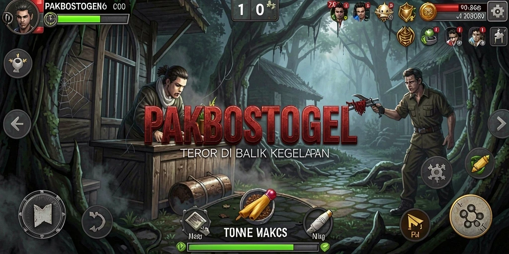 Tampilan gameplay PAKBOSTOGEL yang mencekam dan penuh ketegangan.