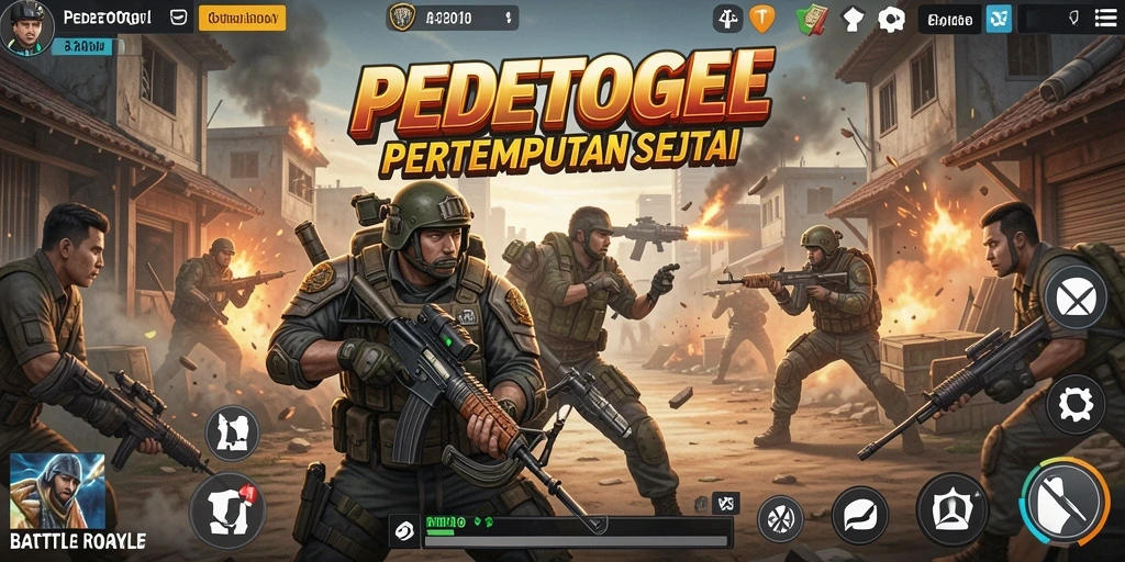 Tampilan gameplay PEDETOGEL yang mendebarkan dalam pertempuran Battle Royale.