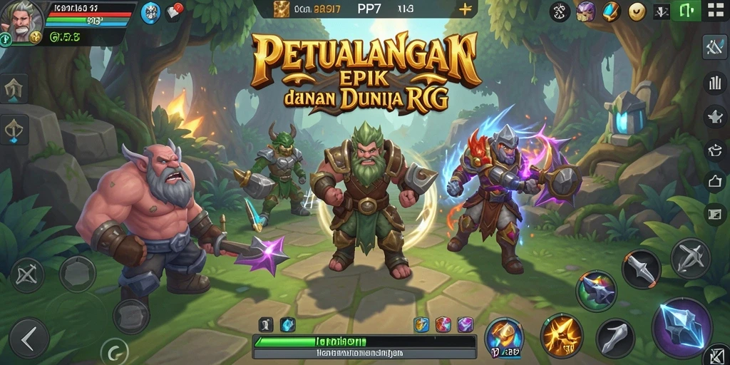 Tampilan gameplay PP7 yang menakjubkan dengan grafik RPG yang penuh warna.