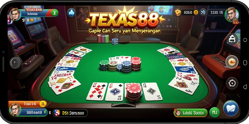 Tampilan gameplay seru Gaple di TEXAS88.