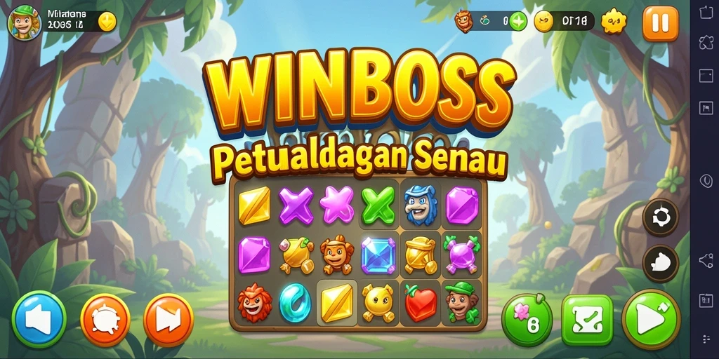 Tampilan gameplay seru di WINBOSS dengan objek cerah dan menantang.