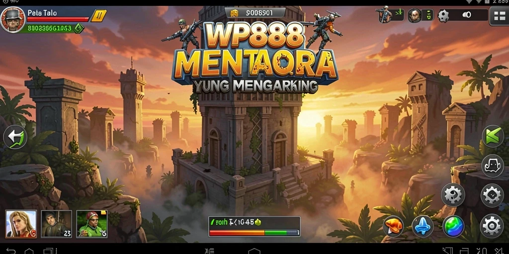 Tangkapan layar menunjukkan gameplay intens WP888 dalam Tower Defense.